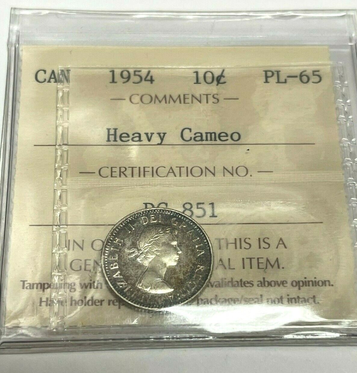 1954  10 Cents ~ Heavy Cameo~ Silver   Iccs#dc851  Pl65 Gem!