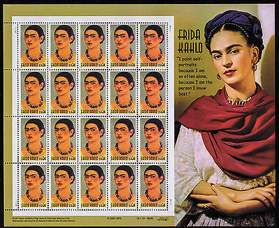 United States, Scott # 3509, Mint Never Hinged Full Sheet Of Frida Kahlo