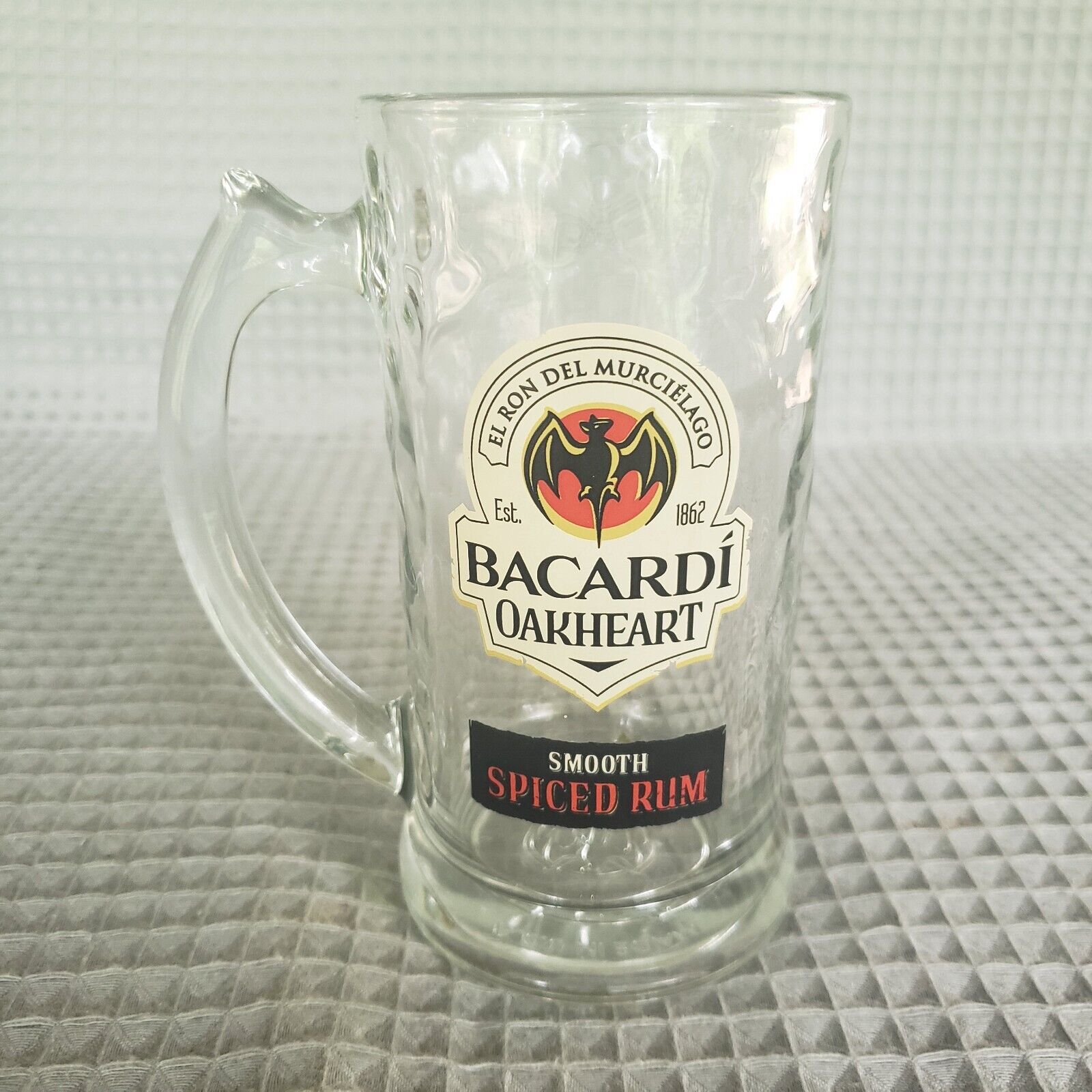 Bacardi Oakheart Spiced Rum Bat Stein 14 Oz Beer Mugs Heavy Glass Drinking Stein