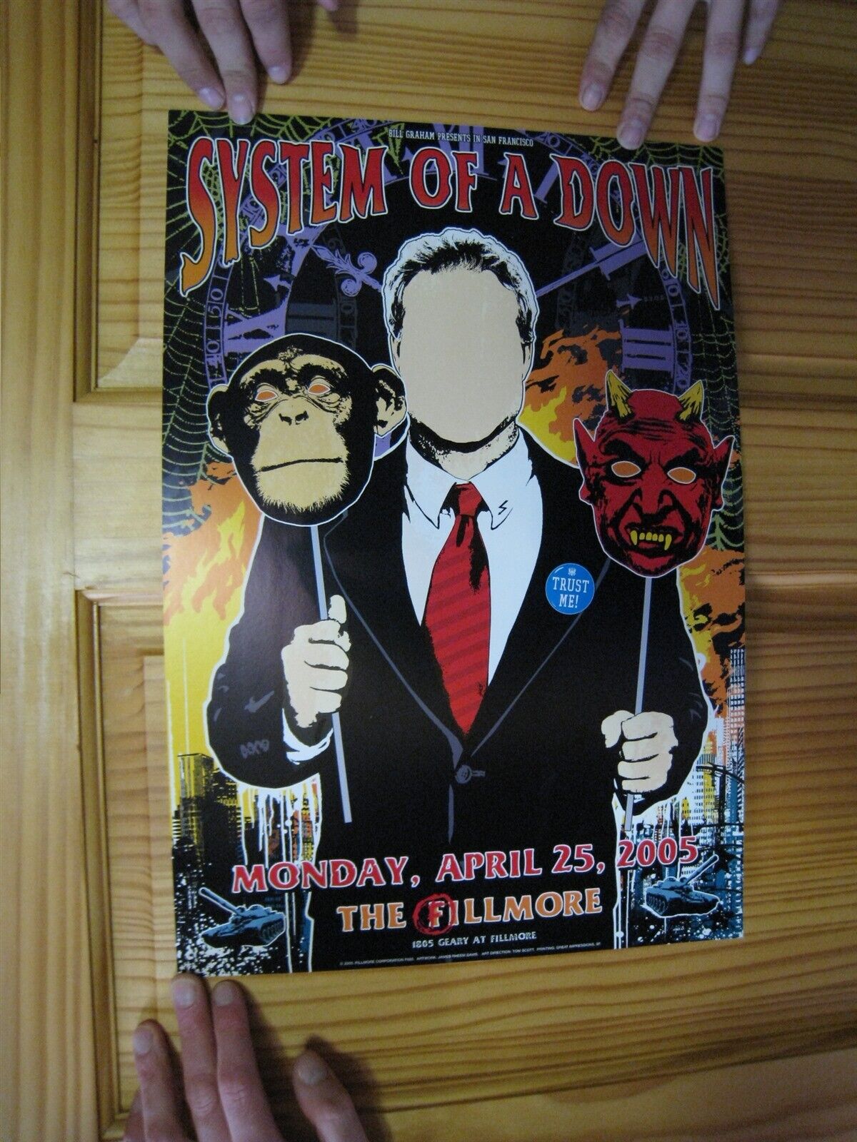 System Of A Down Poster Fillmore Blank Face Politician Apr 25 2005 S.o.a.d. Soad