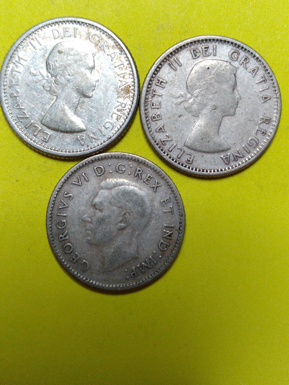 Canadian Silver Dime Lot 1946,1955,1961 Nice