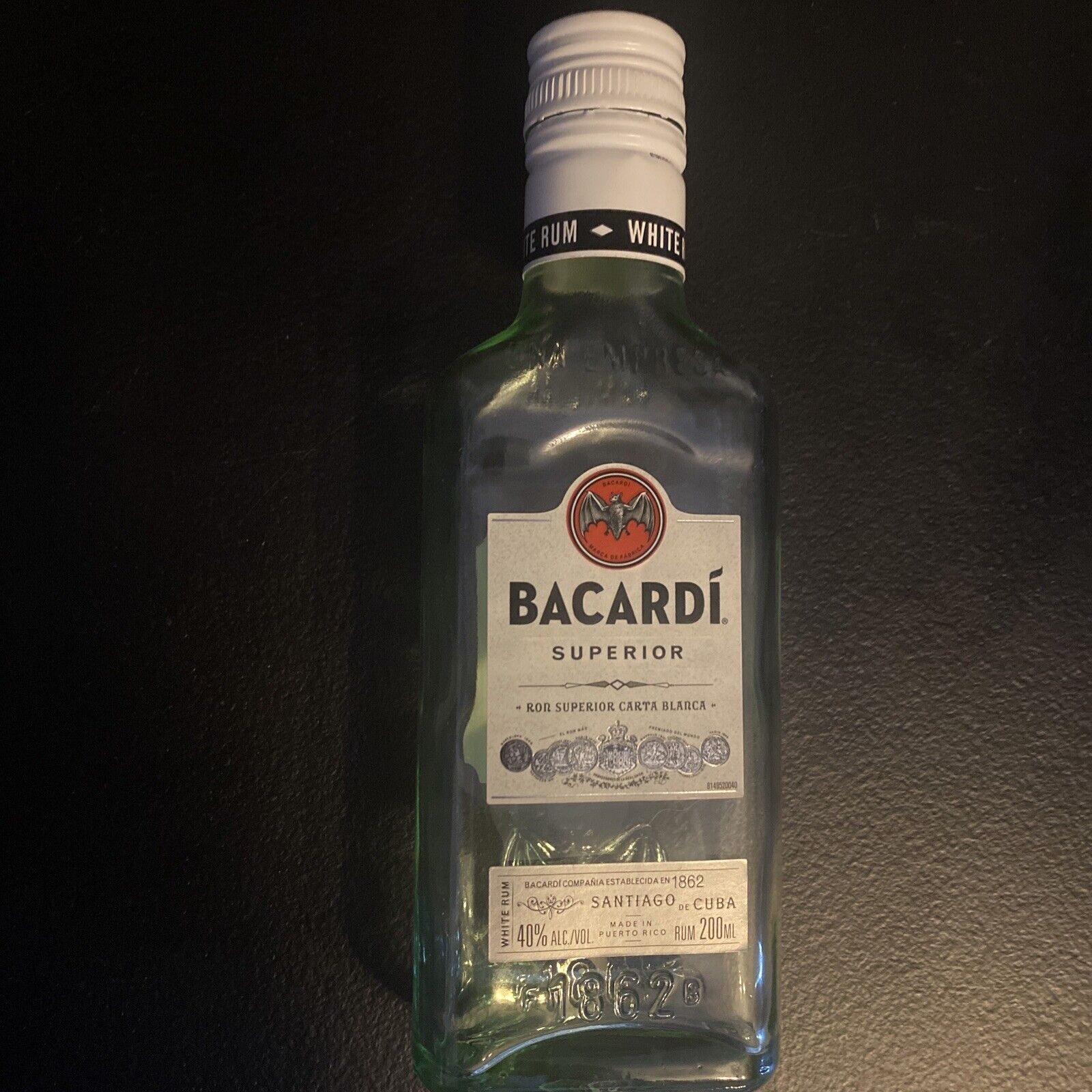 Bacardi Superior White Rum 200ml Empty Bottle