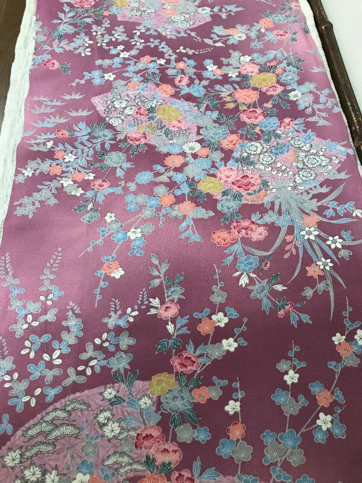 @@ 168 Cmx 37 Cm Japanese Kimono Silk Fabric/ Smooth Crepe/ Purplish Pink Pa82