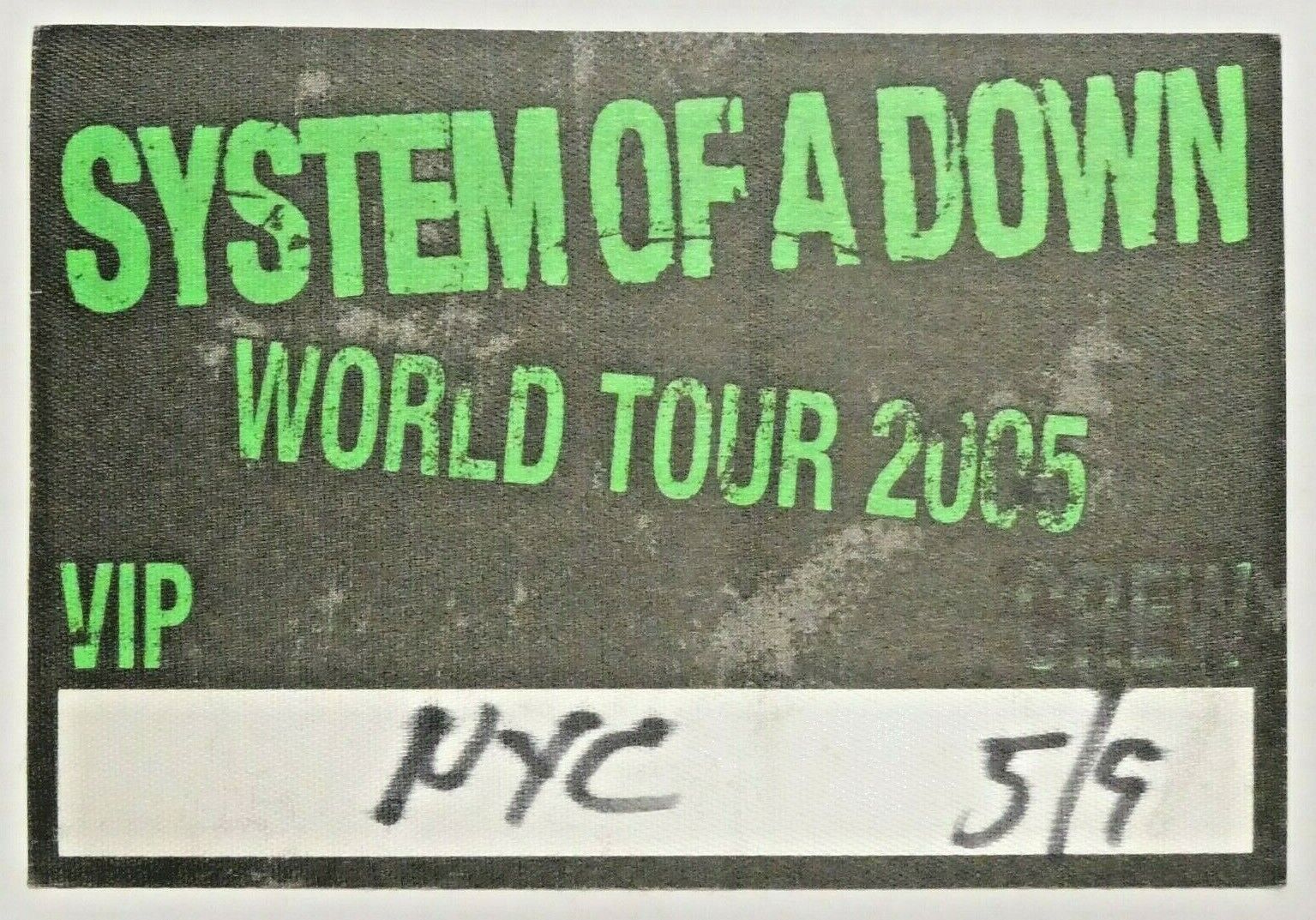System Of A Down Heavy Metal Band Back Stage Pass