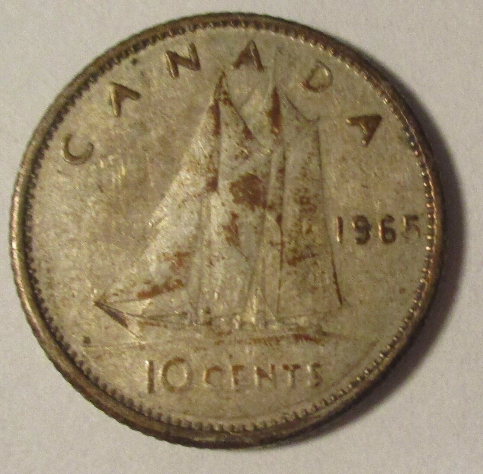 1965 Canada 10 Cent Silver Coin