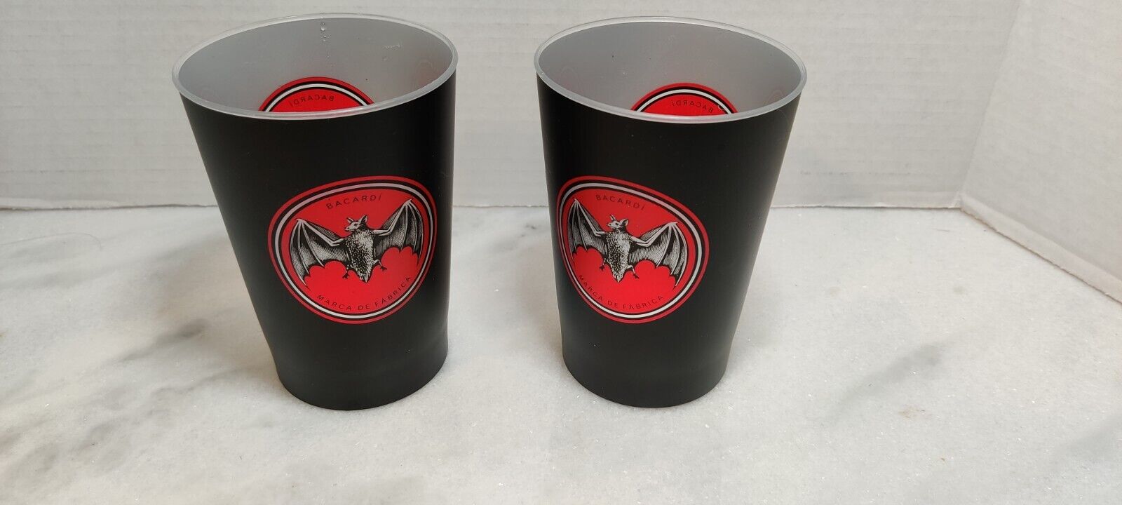 Set Of 2~ BacardÍ Rum Illuminated Cup When Filled With Liquid~ Bat New
