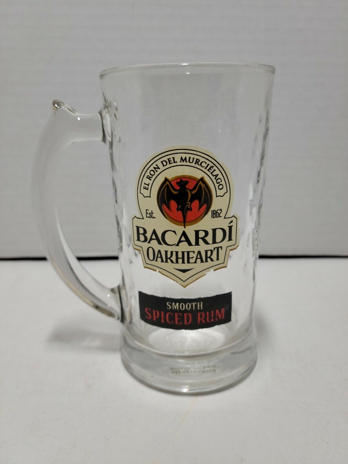 Bacardi Oakheart Smooth Spiced Rum Glass Mug Beer Stein 6"