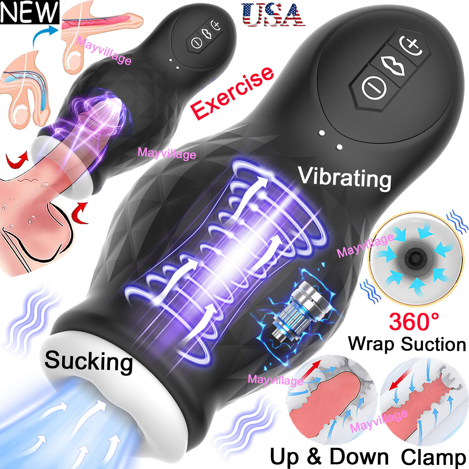 Male Masturbaters Automatic Handsfre Vibrating Cup Sucking Stroker Men Sex Toys