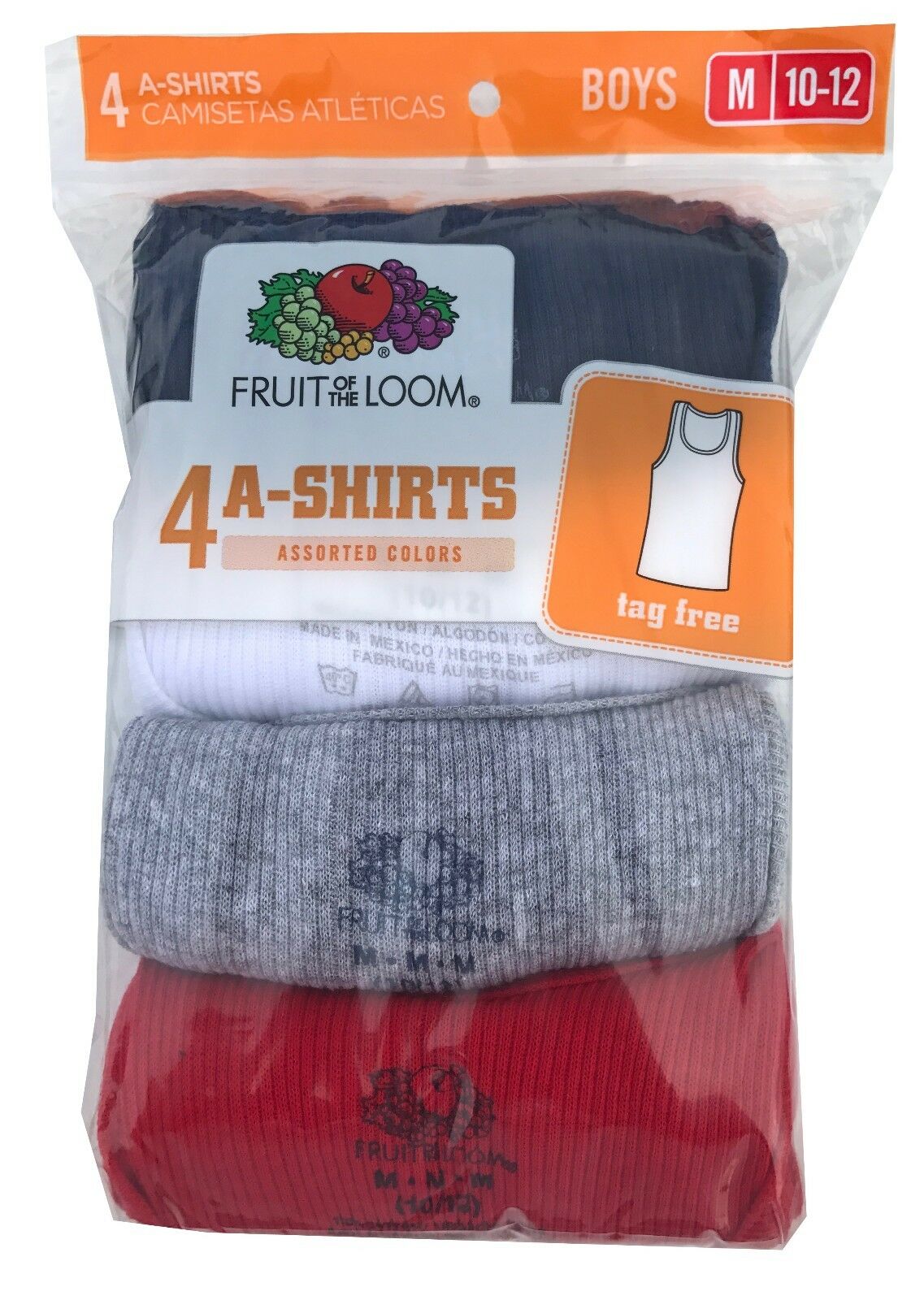 Fruit Of The Loom Boys' A-shirt (pack Of 4)  " Cotton & Tagless "  4p514b