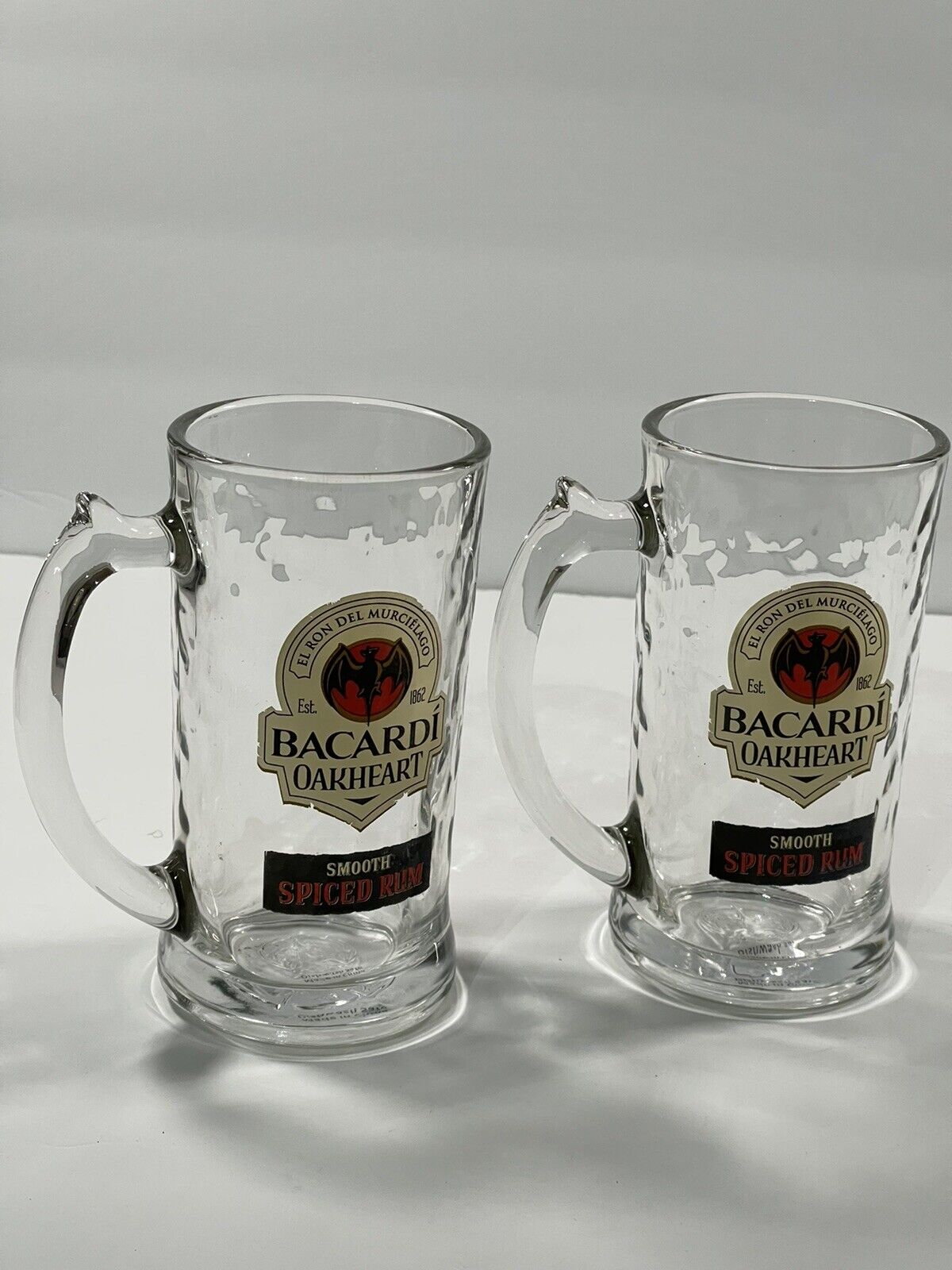 2 Bacardi Oakheart Smooth Spiced Rum Textured Mugs Made In U.s.a.  Approx. 3 X 6