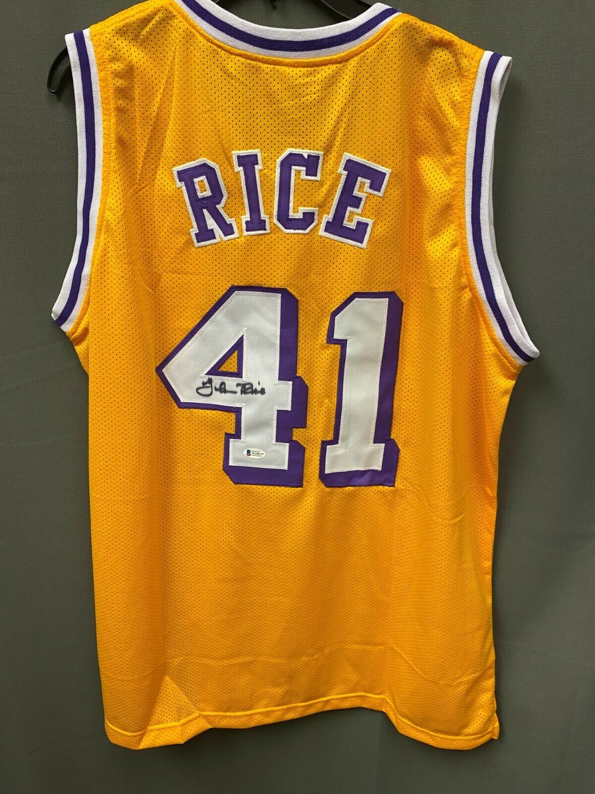 Glen Rice #41 Signed Lakers Basketball Jersey Auto Bas Witnessed Holo Sz Xl