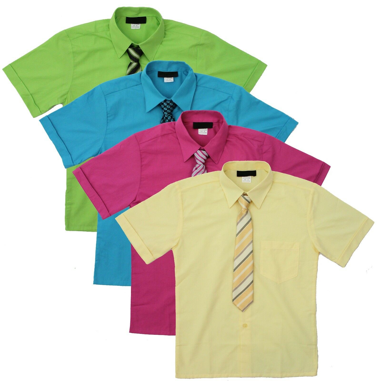 Boy's Short Sleeve Dress Shirt With Tie Set  Sizes 2t To 14