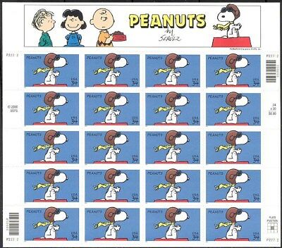 Peanuts - Snoopy Full Sheet Of Twenty 34 Cent Stamps Scott 3507 By Usps