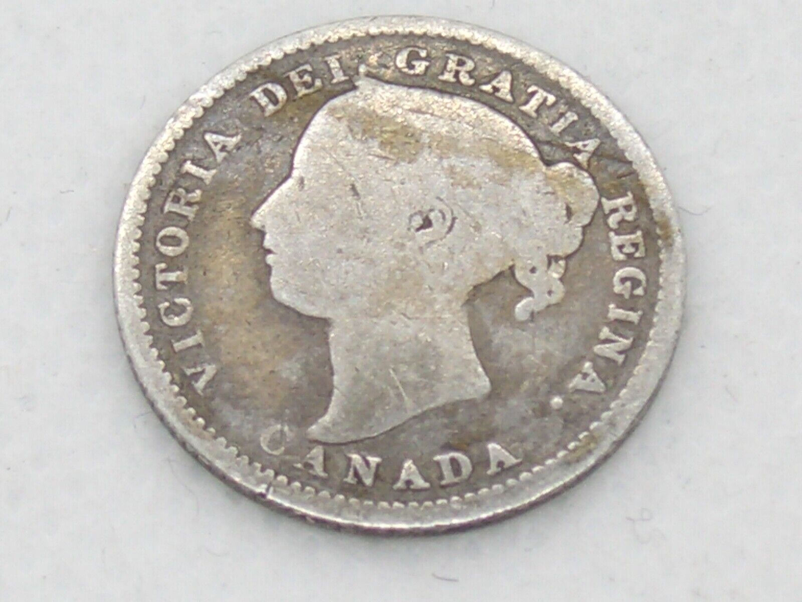 Antique 1887 Canadian 10 Cents Canada Dime Queen Victoria Silver Coin