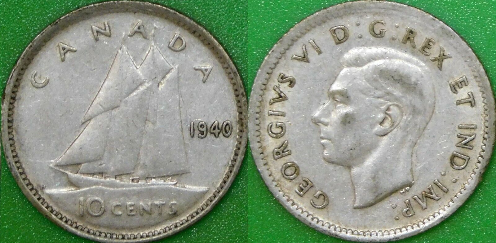 1940 Canada Silver Dime Graded As Fine