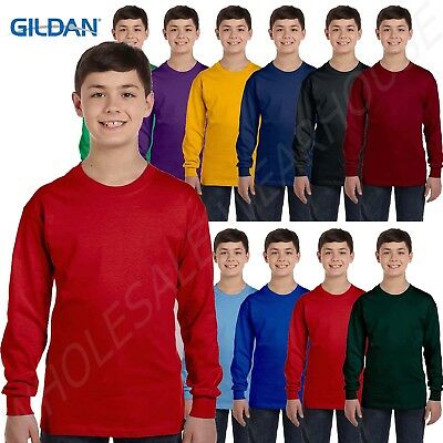 Gildan Youth T-shirt Long Sleeve Heavy Cotton 5.3 Oz Xs-xl G540b