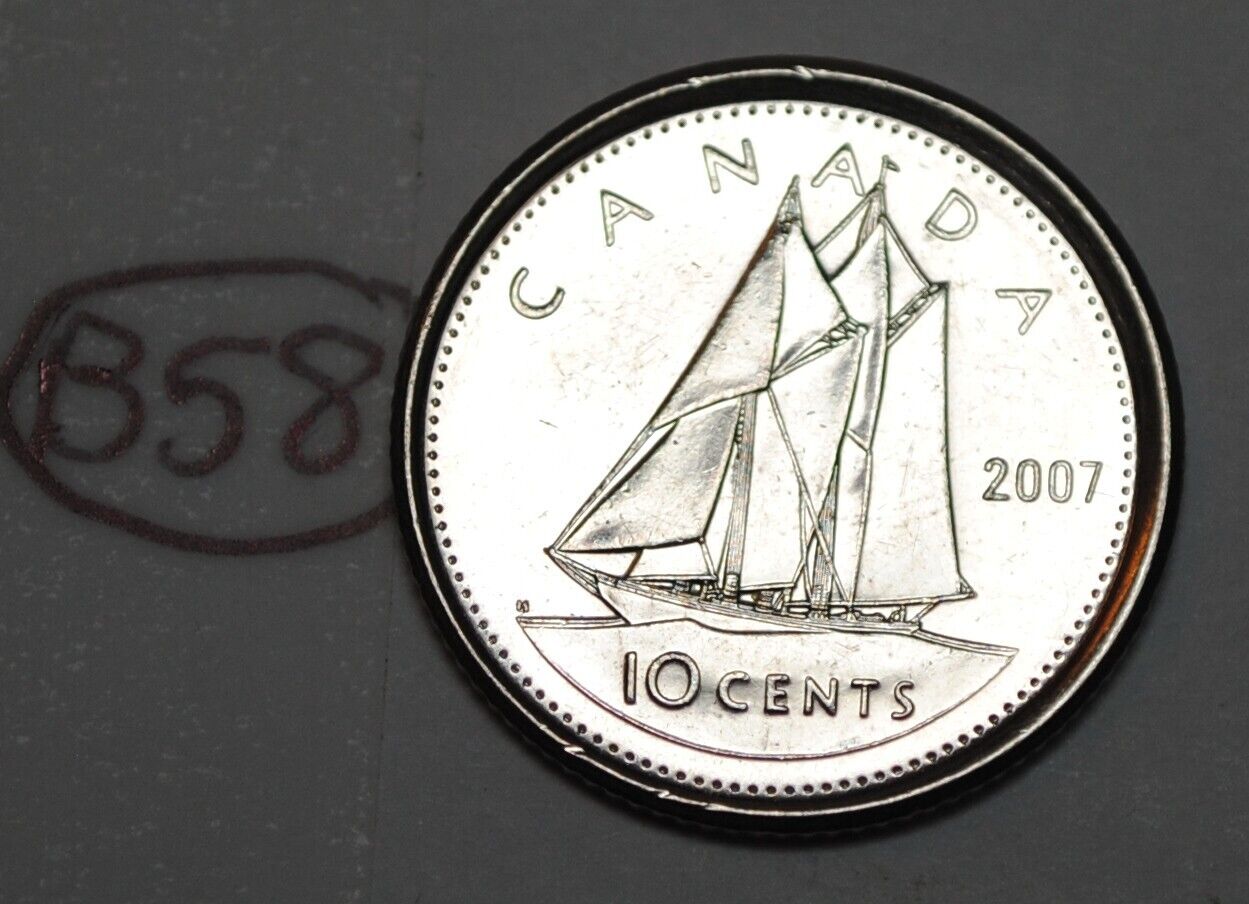 Canada 2007 Logo 10 Cents Elizabeth Ii Canadian Dime Lot #b58
