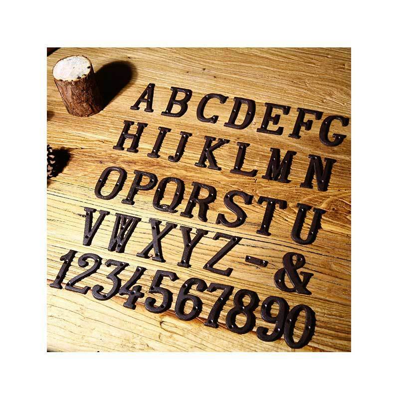 House Door Alphabet Letters & Numbers Cast Wrought Iron Black Antique