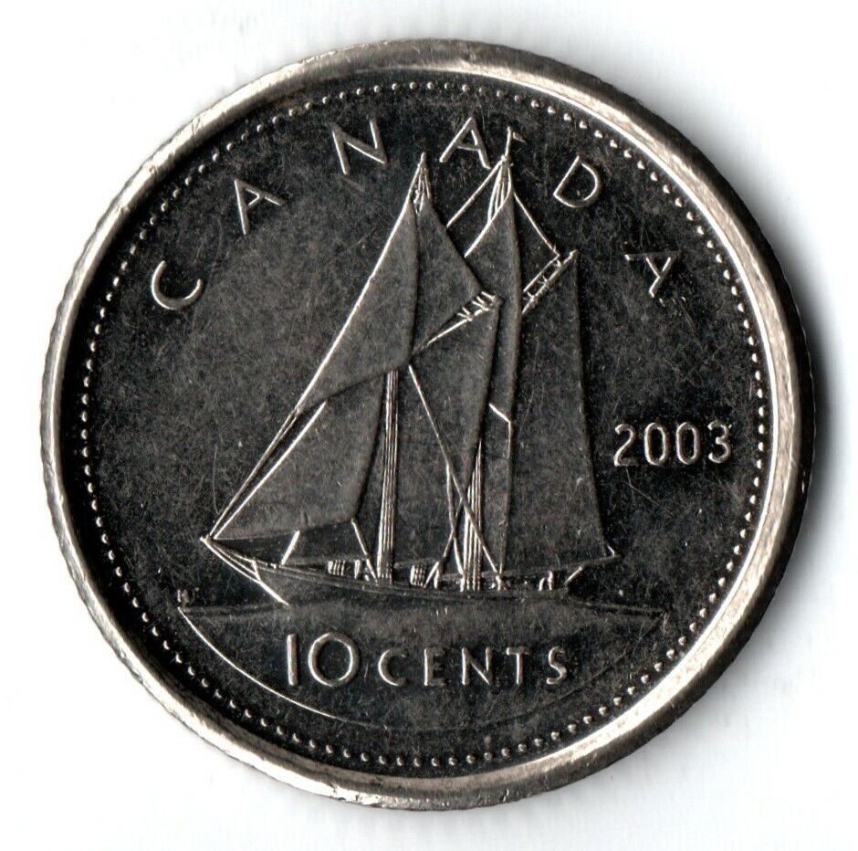 Canada 2003 P 10 Cents Elizabeth Ii Km# 492 Circulated Mintage: Unknown Steel