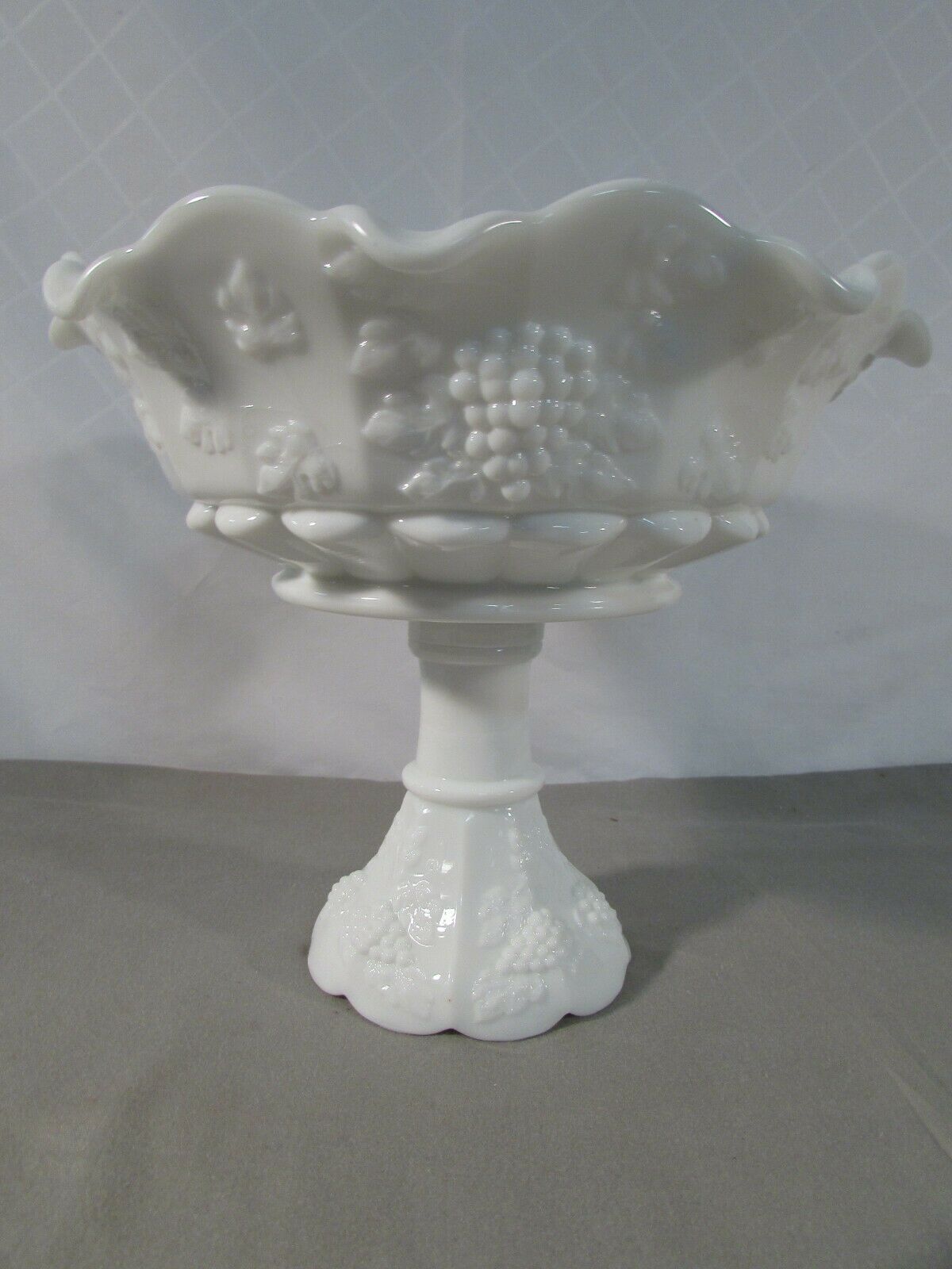 Westmoreland Milk Glass Grape Pedestal Bowl