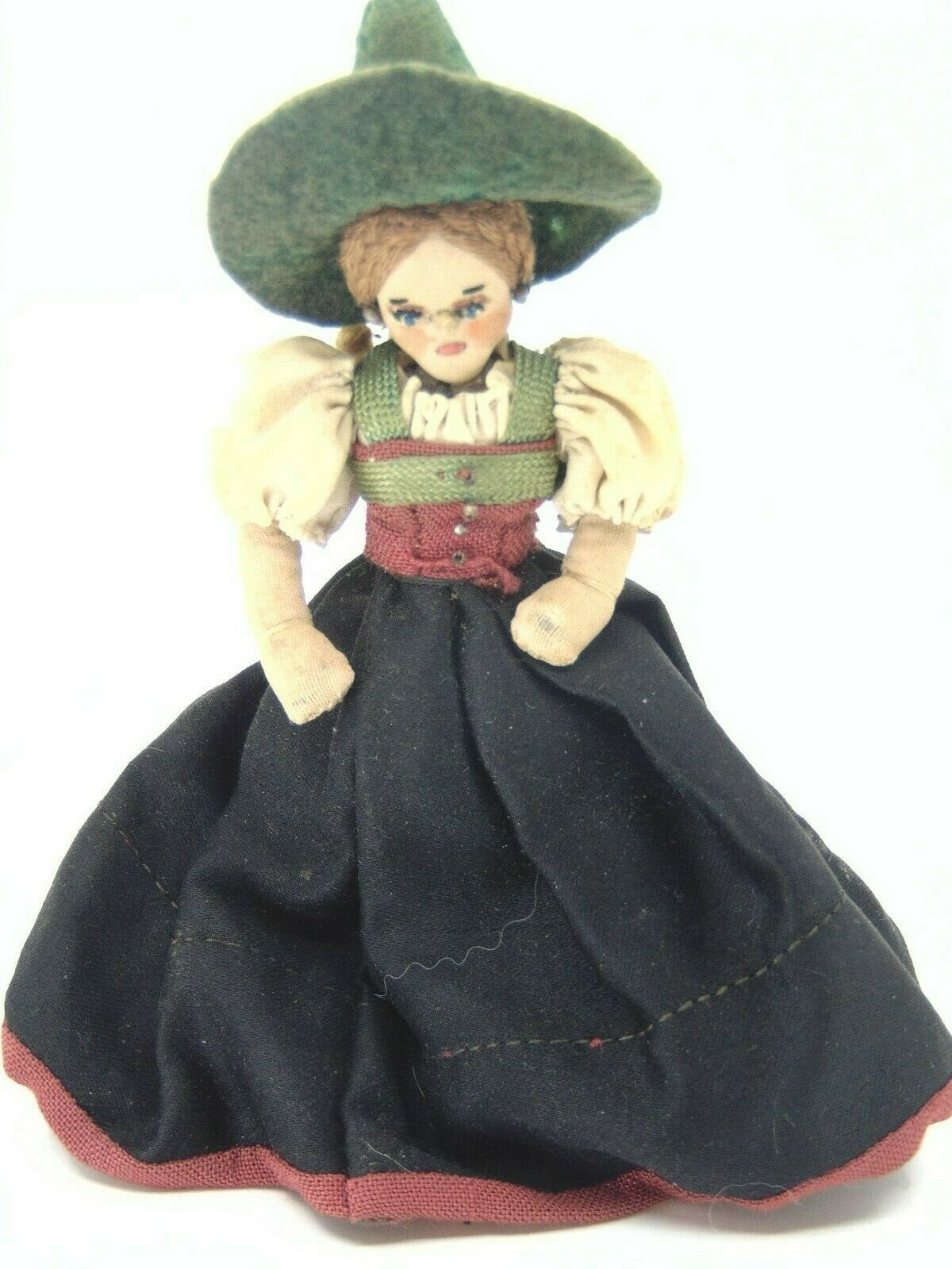 Dollhouse Doll Tag Tirol Austria Cloth Stockinette 4" Hand Paint Costume Home