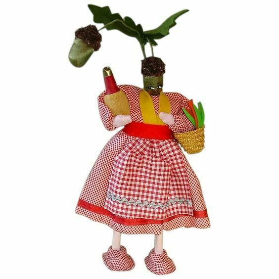 Vintage 1950s Anthropomorphic Vegetable Head Doll  - Acorn - Italy - Mint!! 11"