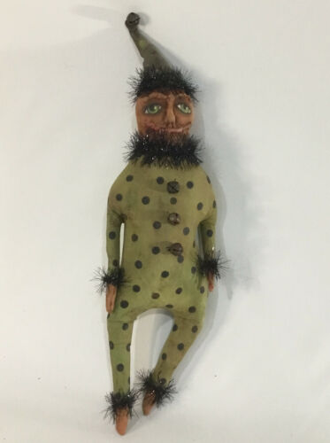 Halloween Jester Cloth Doll Handmade Primitive Folk Art 15 In