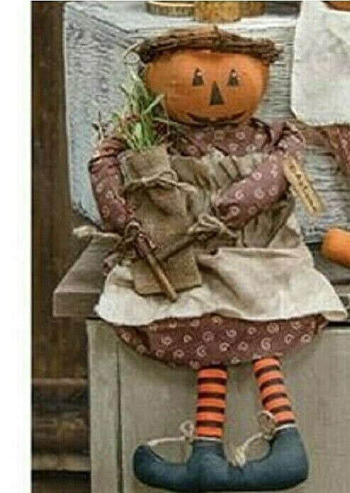 New Pumpkin Doll Fall Autumn Harvest Primitive Country Cloth Farmhouse 18"