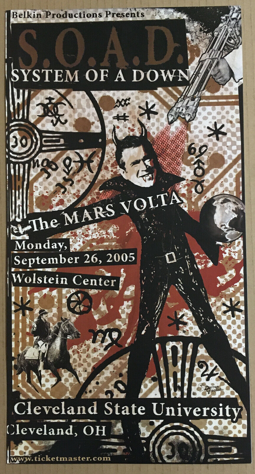 System Of A Down W/ Mars Volta Promo Concert Gig Tour Card Stock Poster 2005