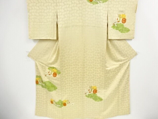 13233# Japanese Kimono / Antique Kimono / Embroidery / Shiobri / Royal Cart