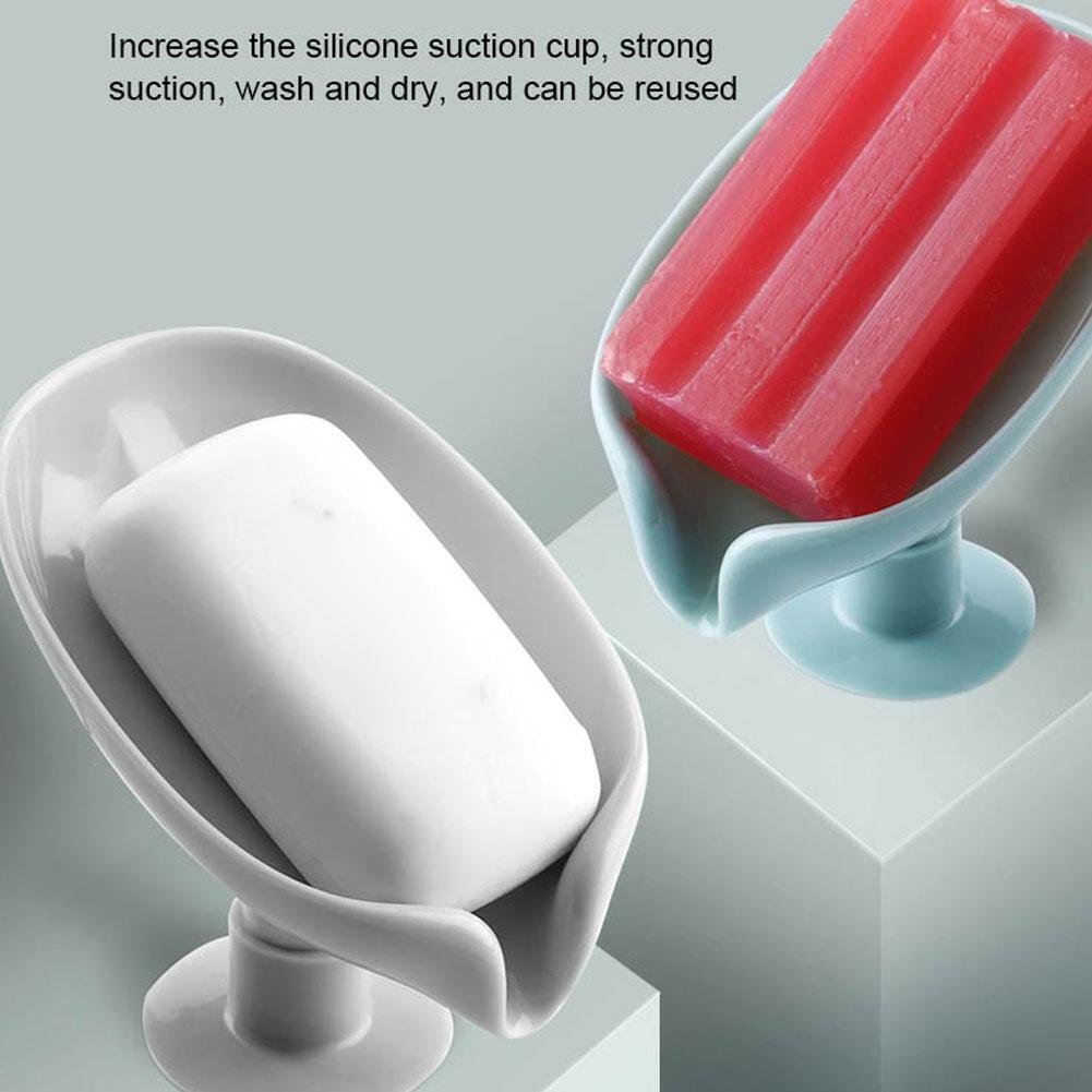 Bathroom Shower Soap Holder Fast Leaf Shape Soap Plastic Box Drain Dish Storage