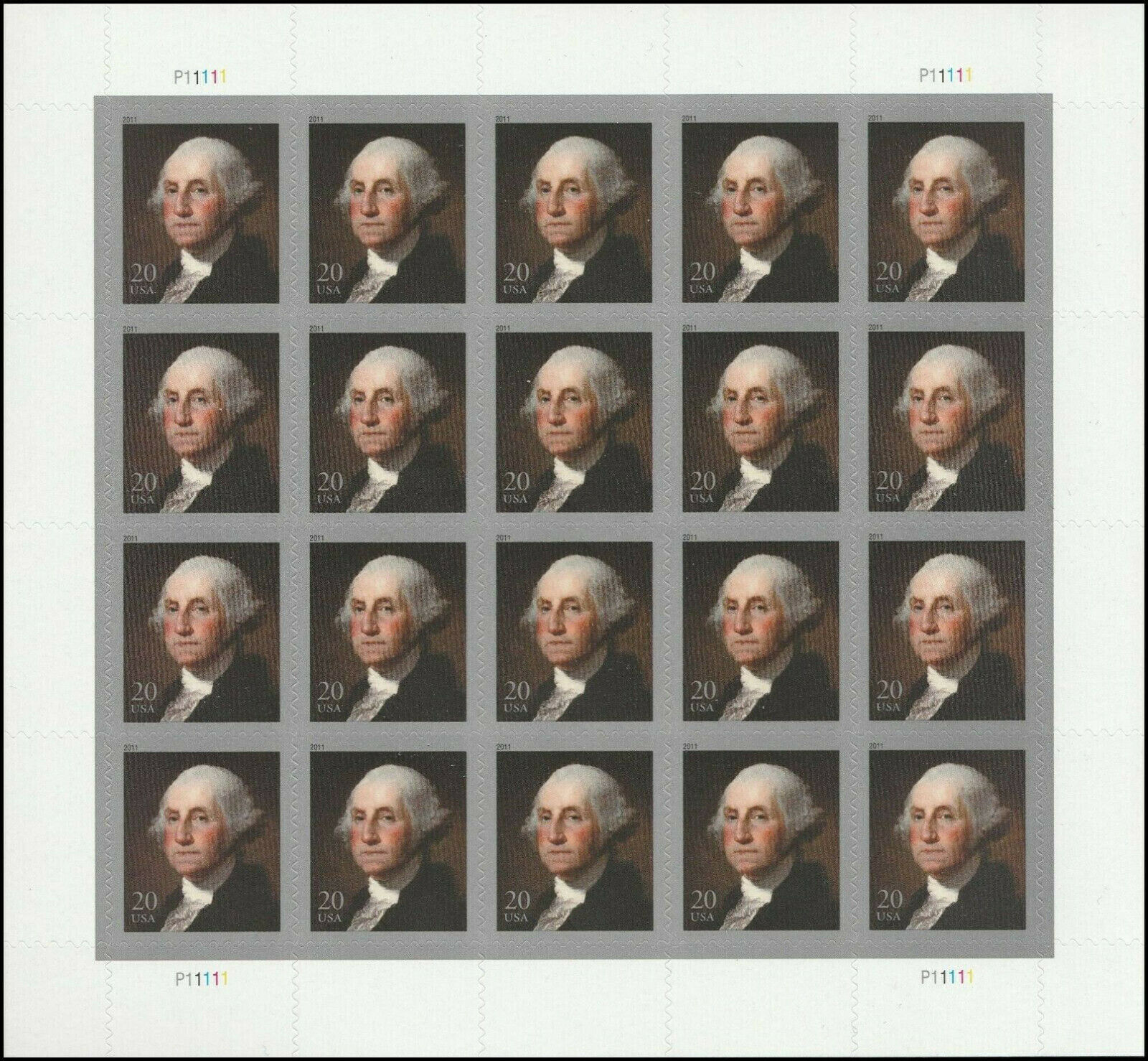 George Washington Usps Sheet Of 20 Scott # 4504 Mint Never Hinged Issued 4-2011